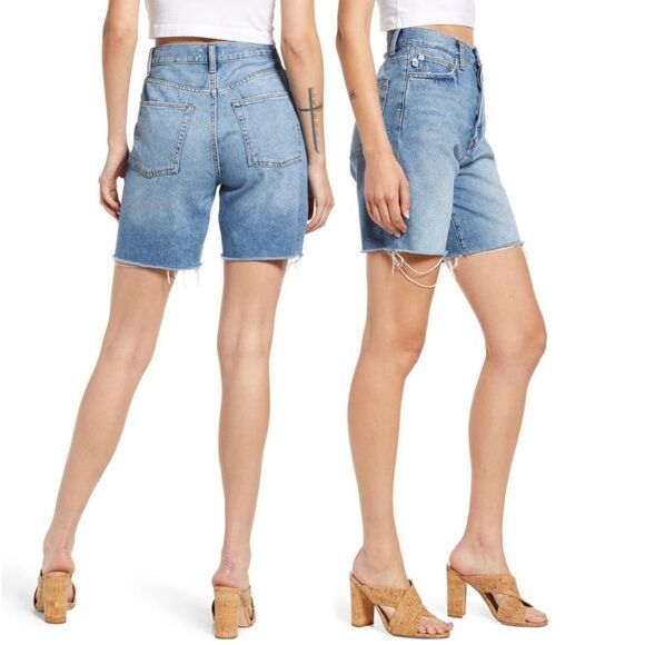 Lovers + Friends Devon High Waist Denim Cutoff Shorts in Islandia - Picture 12 of 12